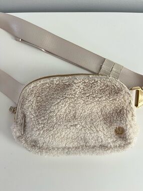 lululemon athletica Cream Sherpa Crossbody Bag with Gold Hardware